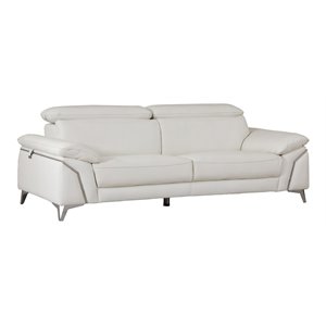 Titan Furnishings 87&quot Modern Genuine Italian Leather Sofa in White