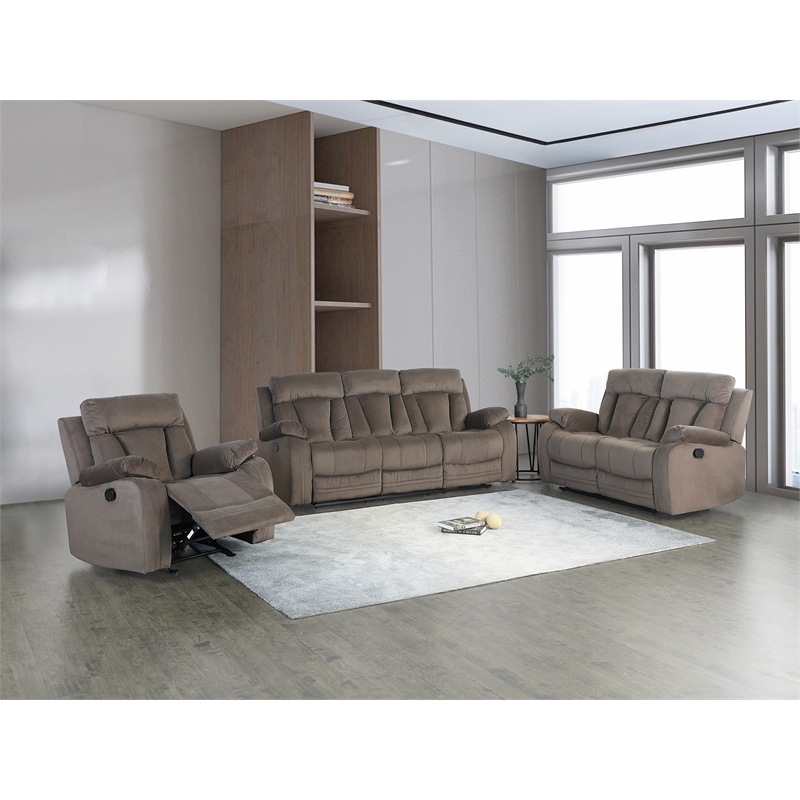 Titan Furnishings Transitional Microfiber Fabric Sofa Set in Brown
