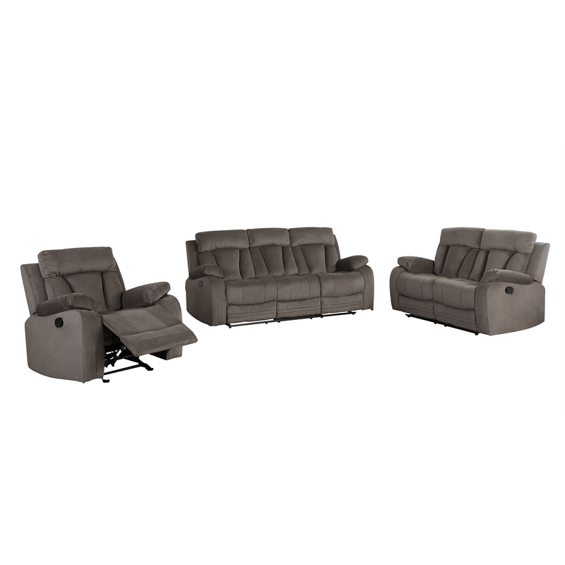 Titan Furnishings Transitional Microfiber Fabric Sofa Set in Brown