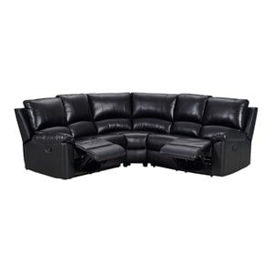 Titan Furnishings Transitional Faux Leather Sectional in Black