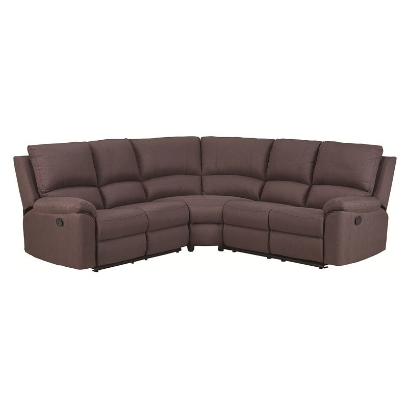 Titan Furnishings Transitional Chanille Fabric Sectional in Brown