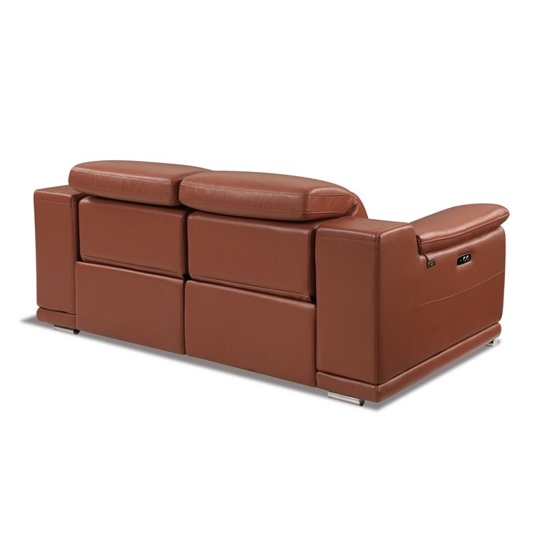 Titan Furnishings Genuine Leather Power Reclining Sofa & Loveseat in Camel Brown