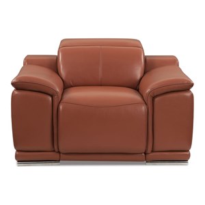 Titan Furnishings Genuine Italian Leather Power Reclining Chair in Camel Brown