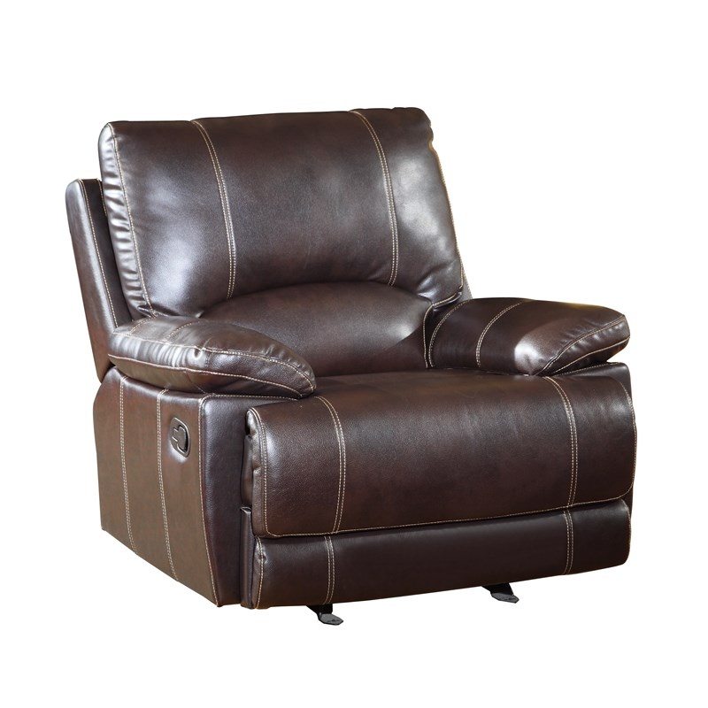 Titan Furnishings Transitional Faux Leather Sofa and Loveseat in Brown