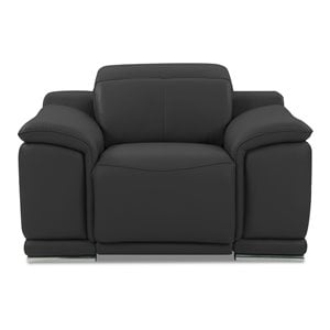 Titan Furnishings Genuine Italian Leather Power Reclining Chair in Dark Gray