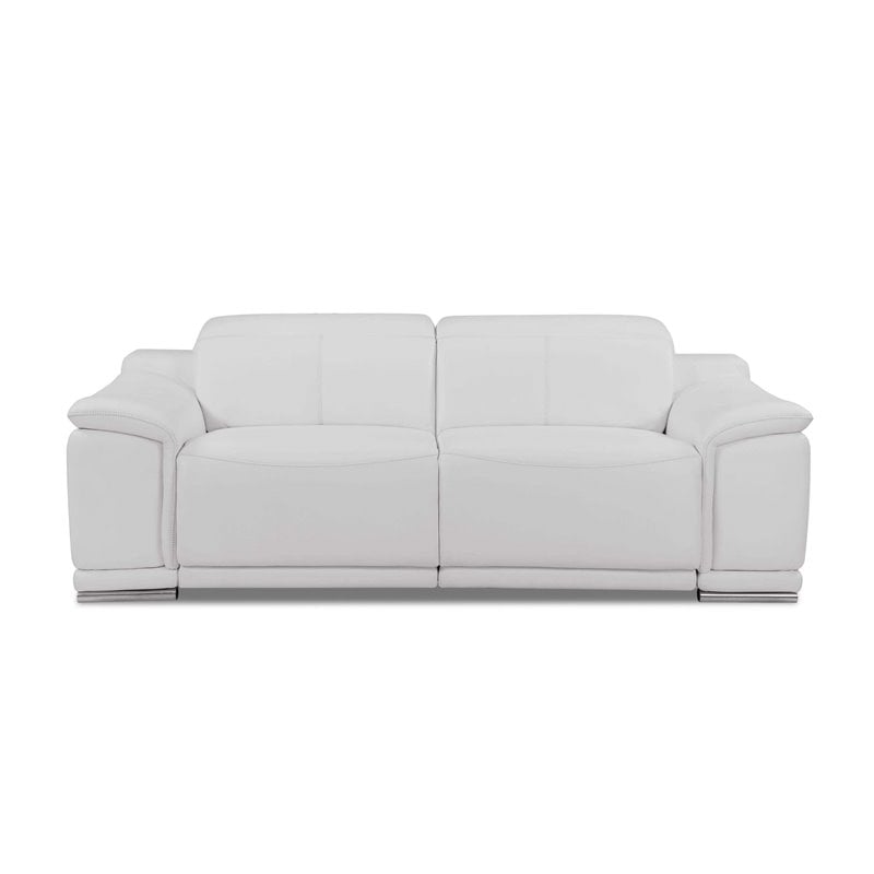 Titan Furnishings Genuine Leather Power Reclining Sofa Set in White