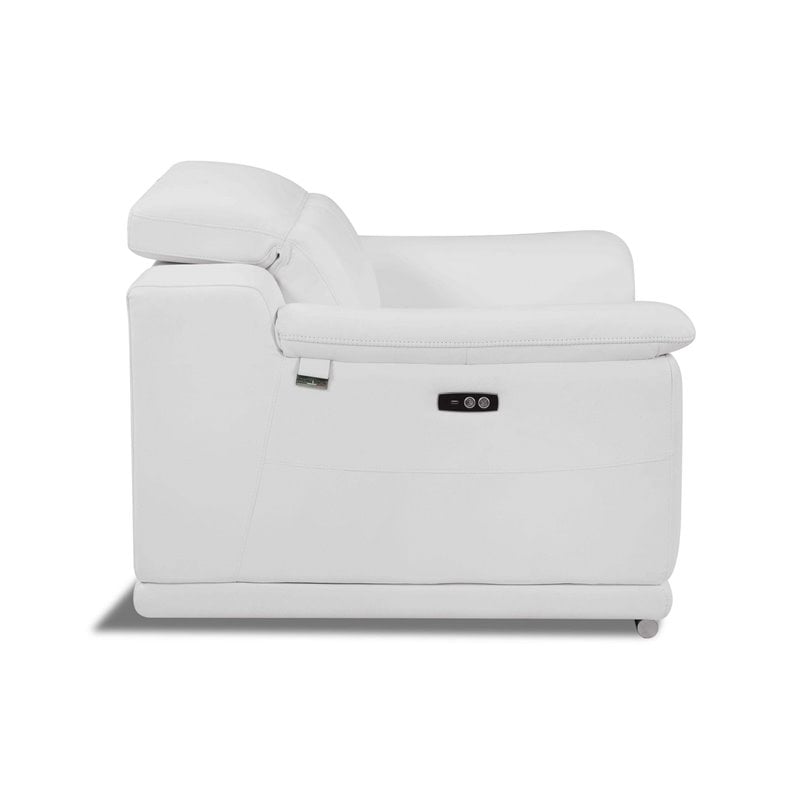 Titan Furnishings Genuine Leather Power Reclining Sofa Set in White