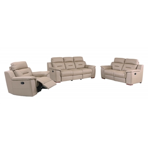Titan Furnishings Modern Faux Leather Upholstered Sofa Set in Beige