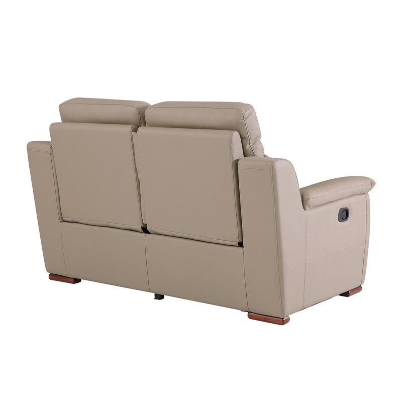 Titan Furnishings Modern Faux Leather Sofa and Loveseat in Beige