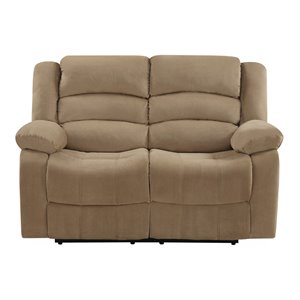Titan Furnishings Transitional Microfiber Fabric Upholstered Loveseat in Beige