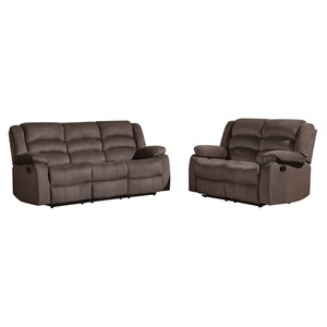 Titan Furnishings Microfiber Fabric Upholstered Sofa and Loveseat in Brown