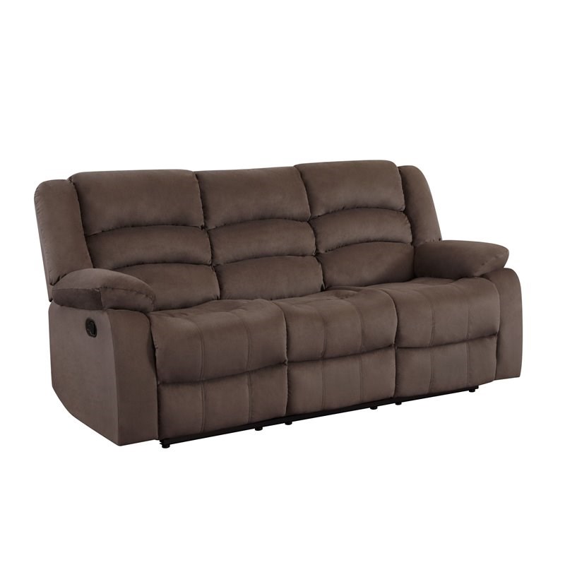 Titan Furnishings Microfiber Fabric Upholstered Sofa and Loveseat in Brown
