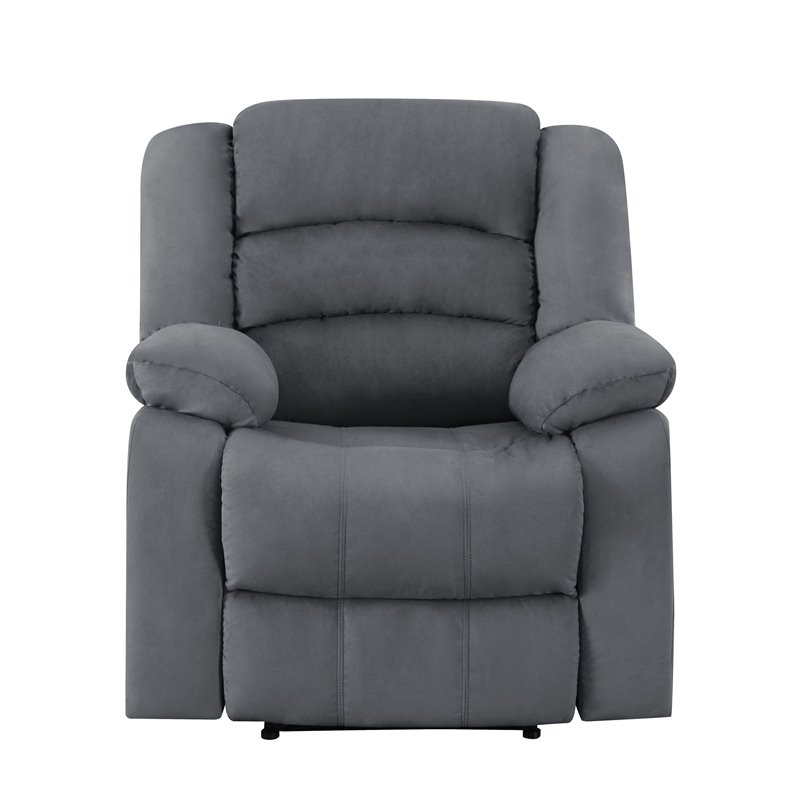 Titan Furnishings Transitional Microfiber Fabric Recliner Chair in Gray