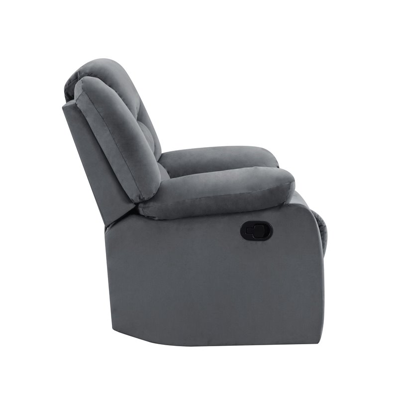 Titan Furnishings Transitional Microfiber Fabric Recliner Chair in Gray