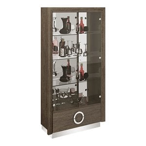 Titan Furnishings Lacquer Wood Vetrine Curio Cabinet in High Gloss Gray