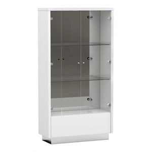 Titan Furnishings Lacquer Wood Vetrine Curio Cabinet in High Gloss White