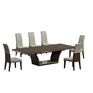 Titan Furnishings Lacquer Wood Dining Table and 6-Chair Set in Brown Wenge