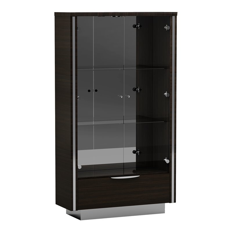Titan Furnishings Modern Lacquer Wood Vetrine Curio Cabinet in Black Wenge