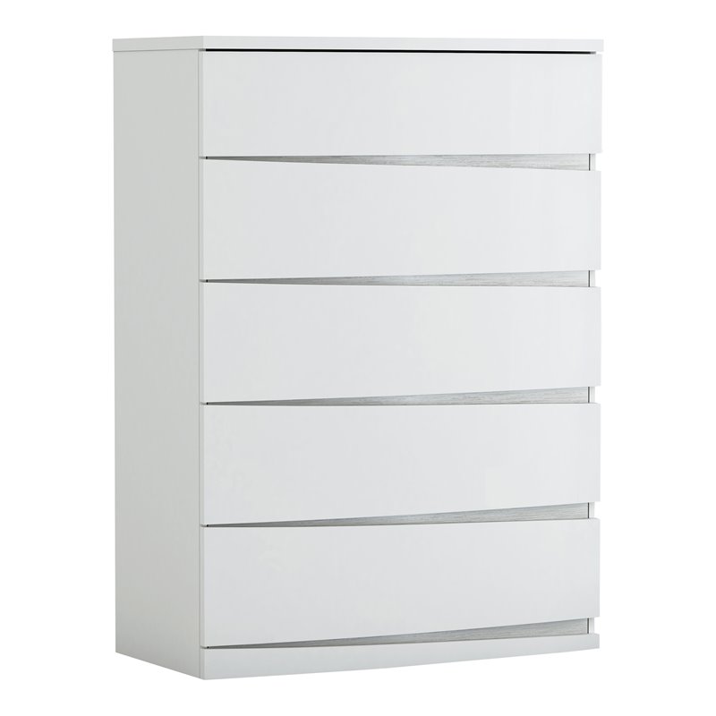 Titan Furnishings Grand Modern Lacquer Wood Chest in High Gloss White