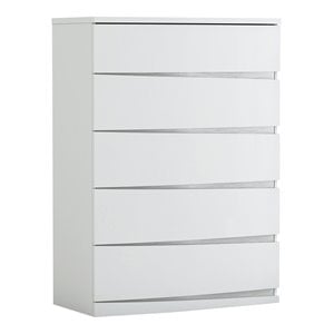 Titan Furnishings Grand Modern Lacquer Wood Chest in High Gloss White