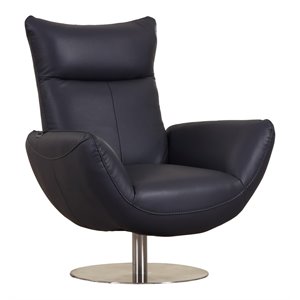 Titan Furnishings 22&quot Modern Genuine Italian Leather Lounge Chair in Navy