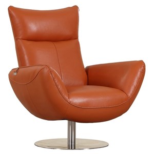 Titan Furnishings 22&quot Modern Genuine Italian Leather Lounge Chair in Orange