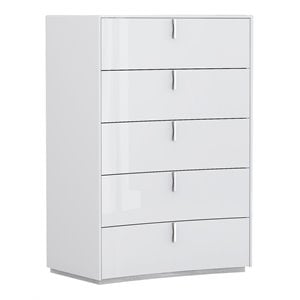 Titan Furnishings Polo Modern Lacquer Wood Chest in High Gloss White