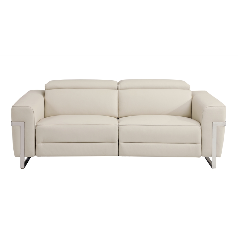 Titan Furnishings Italian Leather Sofa with Power Recliner in Beige