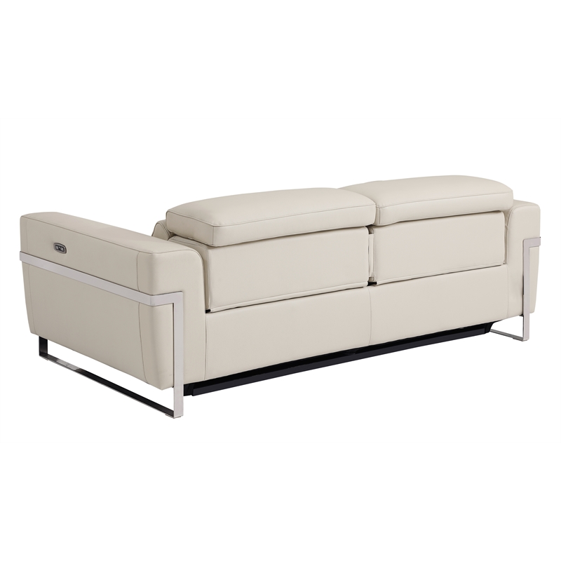 Titan Furnishings Italian Leather Sofa with Power Recliner in Beige