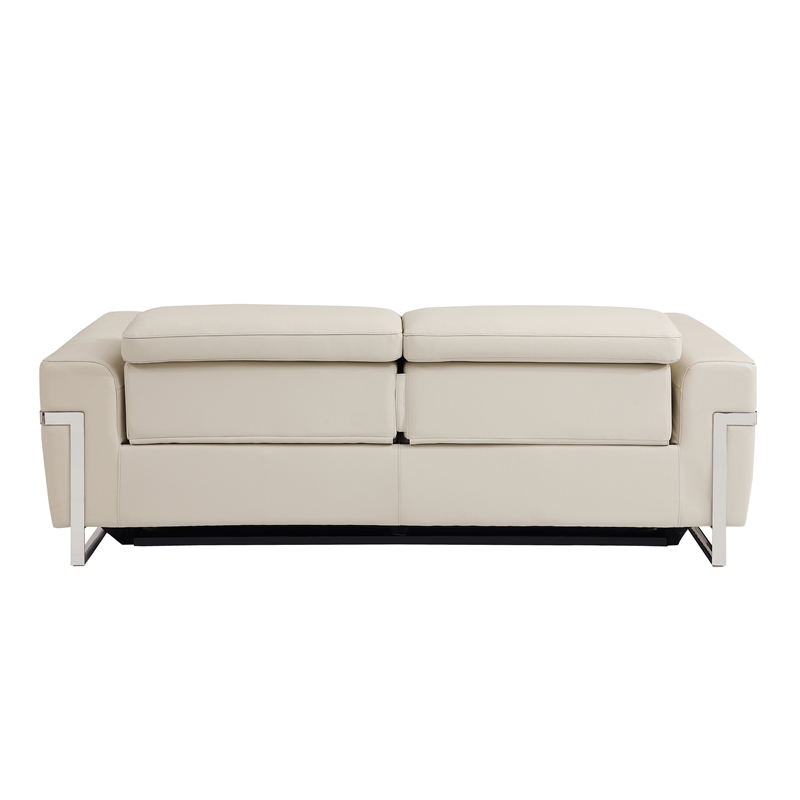 Titan Furnishings Italian Leather Sofa with Power Recliner in Beige