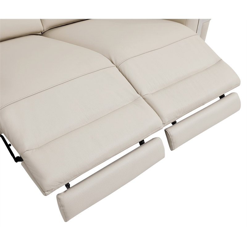 Titan Furnishings Italian Leather Sofa with Power Recliner in Beige