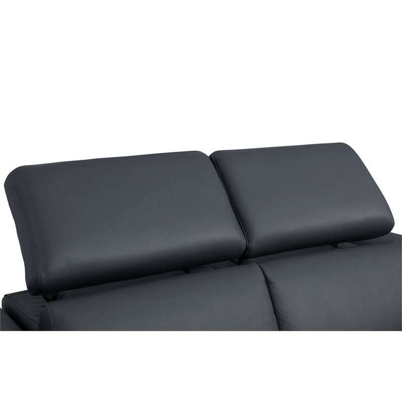 Titan Furnishings Italian Leather Sofa with Power Recliner in Dark Gray
