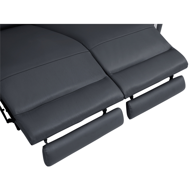 Titan Furnishings Italian Leather Sofa with Power Recliner in Dark Gray