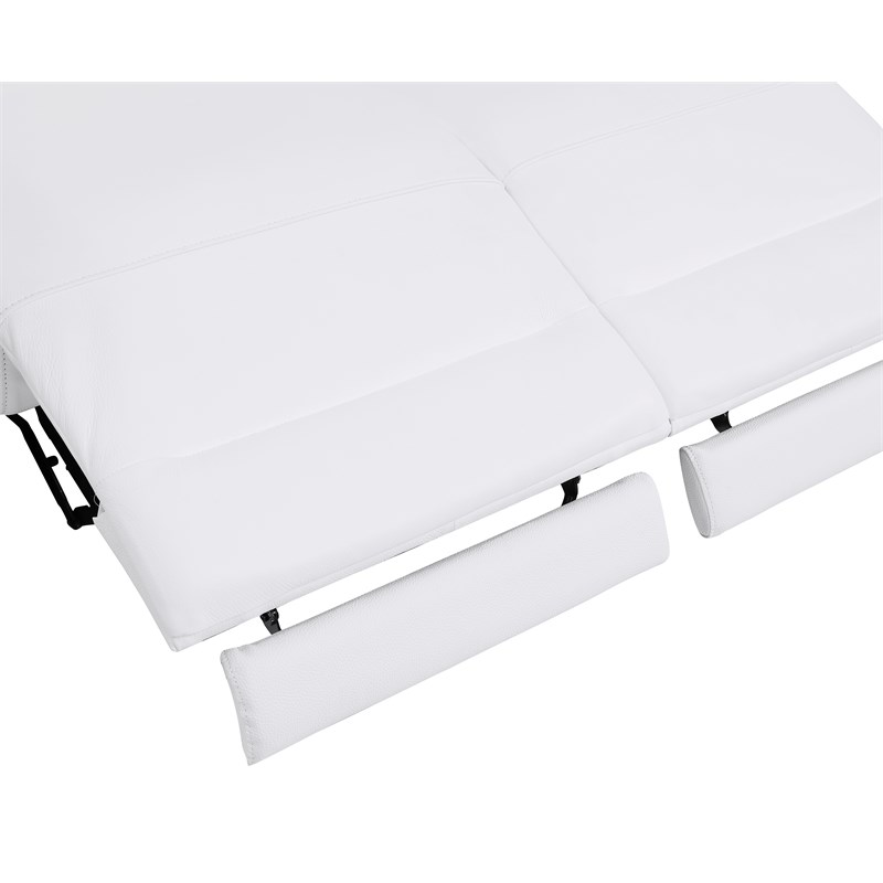 Titan Furnishings Italian Leather Sofa with Power Recliner in White