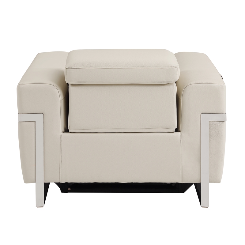 Titan Furnishings Italian Leather Chair with Power Recliner in Beige