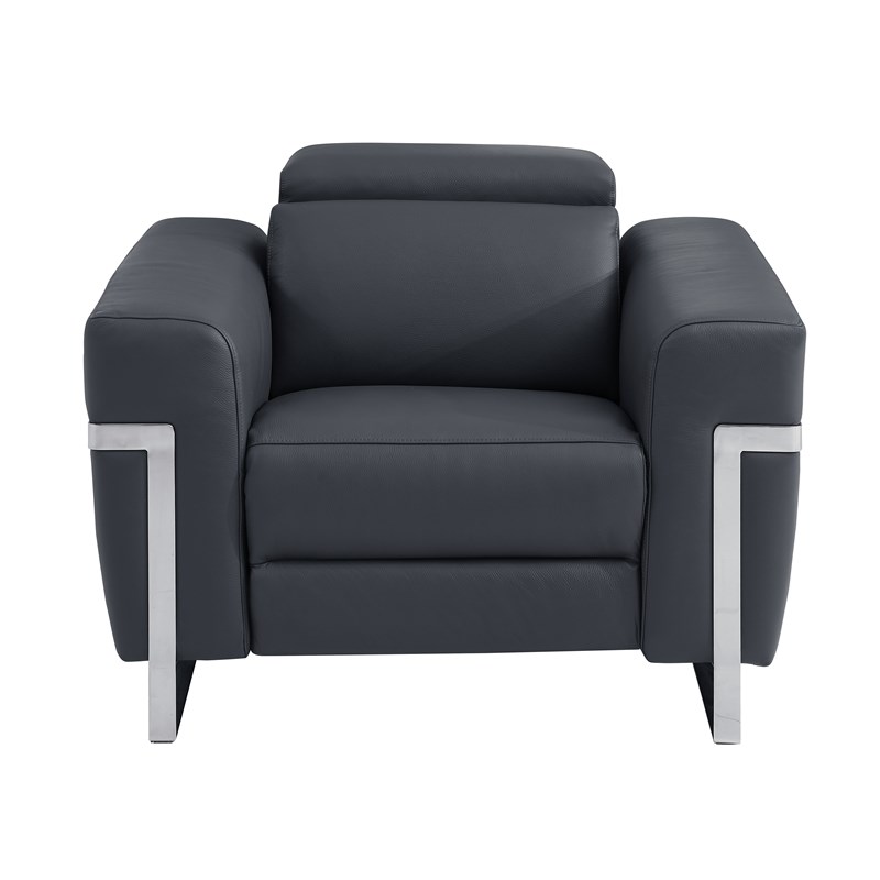 Titan Furnishings Italian Leather Chair with Power Recliner in Dark Gray