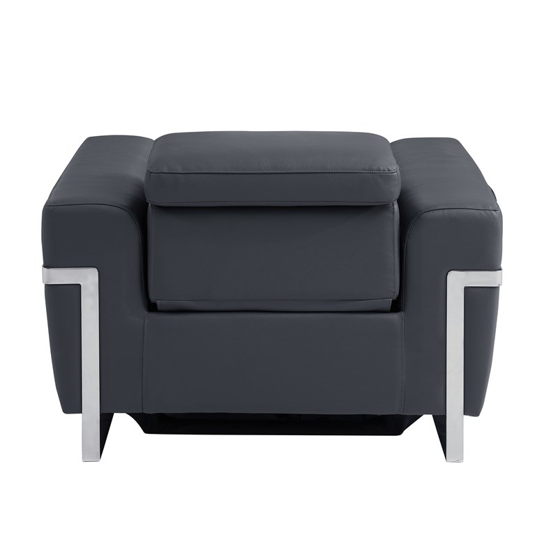 Titan Furnishings Italian Leather Chair with Power Recliner in Dark Gray