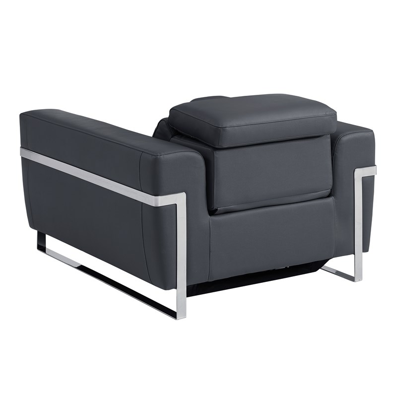 Titan Furnishings Italian Leather Chair with Power Recliner in Dark Gray