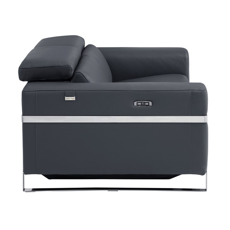 Titan Furnishings Italian Leather Chair with Power Recliner in Dark Gray
