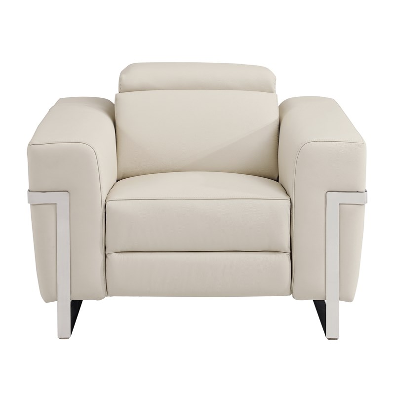 Titan Furnishings Italian Leather Sofa Set with Power Recliner in Beige