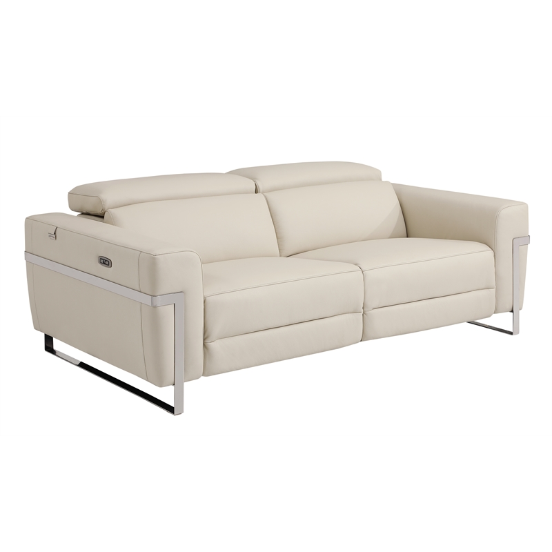 Titan Furnishings Italian Leather Sofa and Loveseat with Power Recliner in Beige