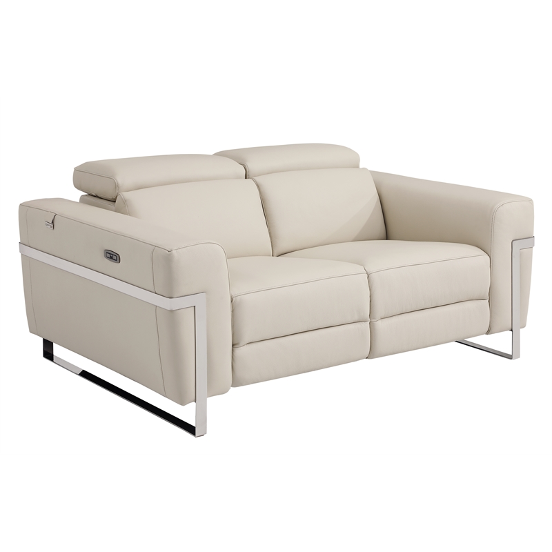 Titan Furnishings Italian Leather Sofa and Loveseat with Power Recliner in Beige