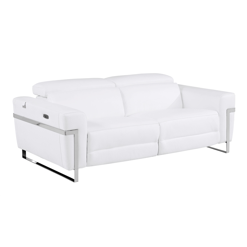 Titan Furnishings Italian Leather Sofa and Loveseat with Power Recliner in White