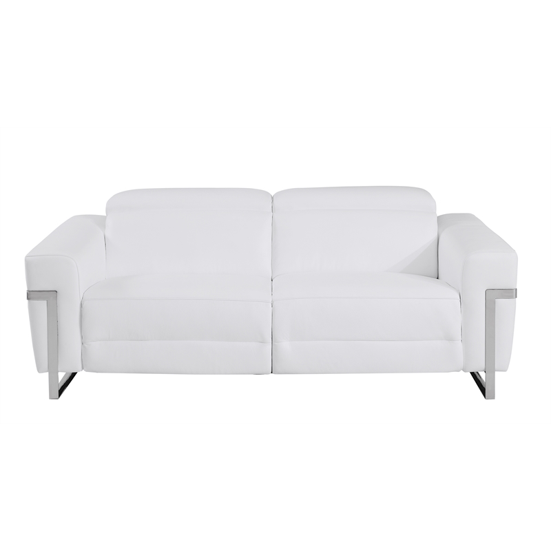 Titan Furnishings Italian Leather Sofa and Loveseat with Power Recliner in White