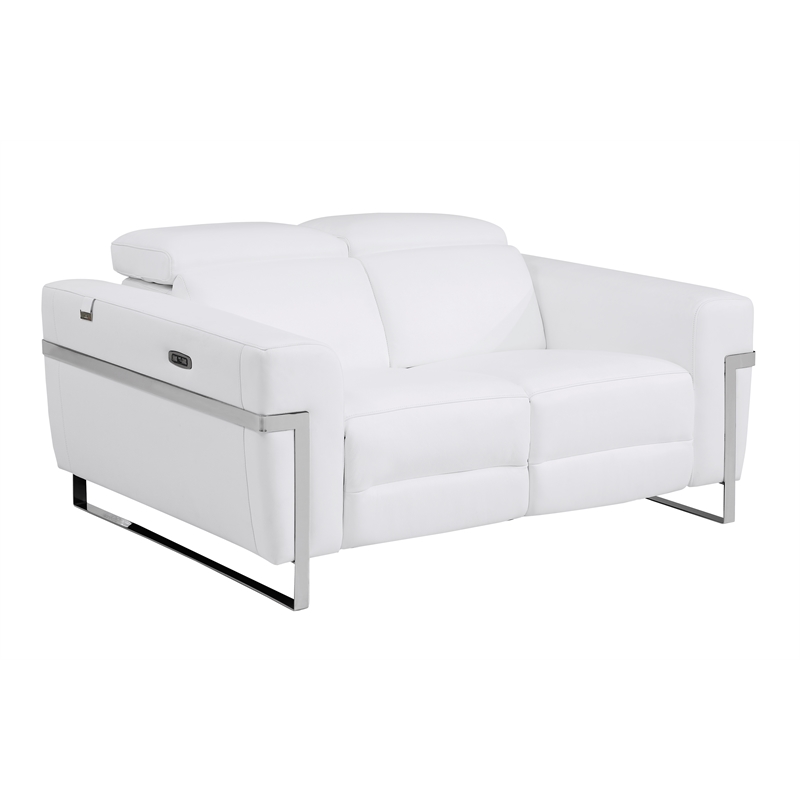 Titan Furnishings Italian Leather Sofa and Loveseat with Power Recliner in White