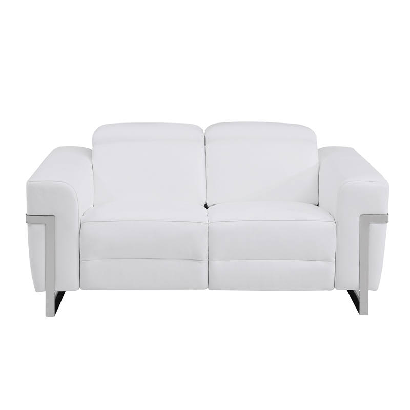 Titan Furnishings Italian Leather Sofa and Loveseat with Power Recliner in White