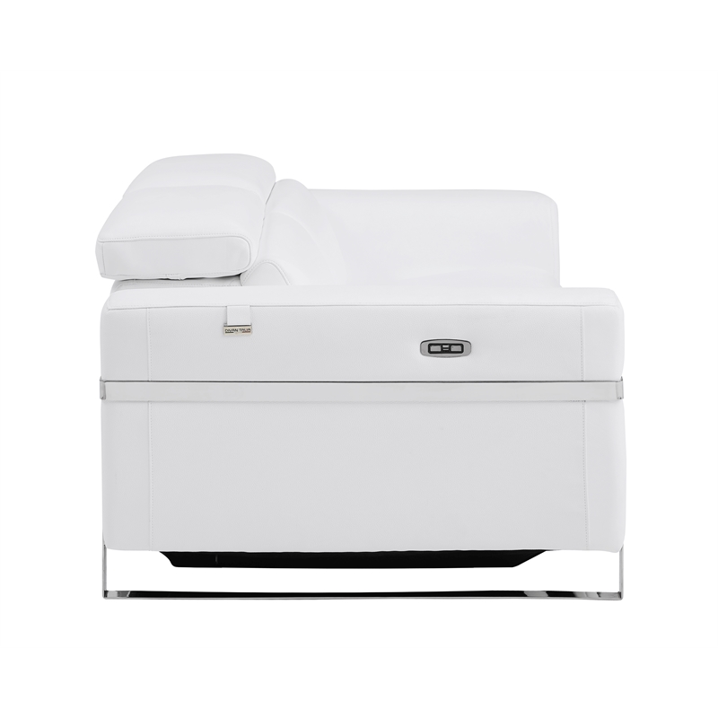 Titan Furnishings Italian Leather Sofa and Loveseat with Power Recliner in White