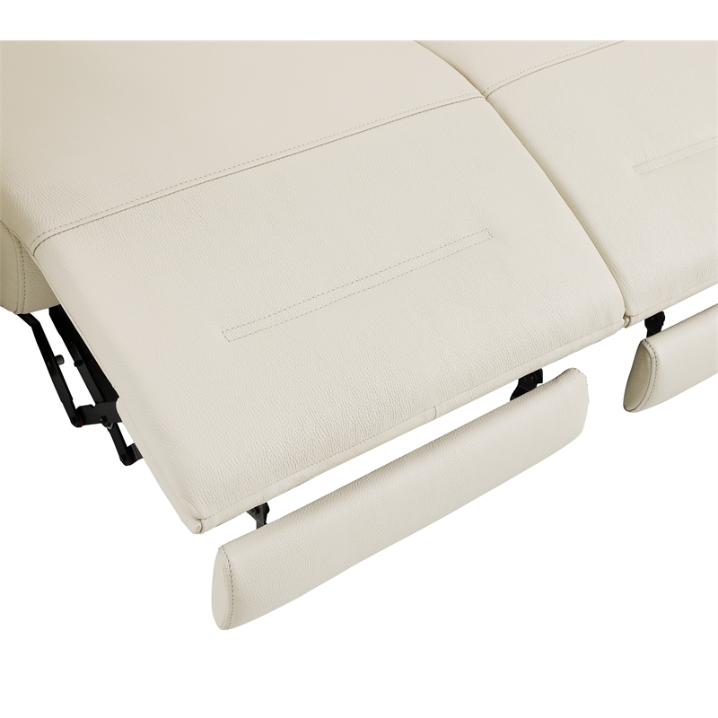 Titan Furnishings Italian Leather Loveseat with Power Recliner in Beige
