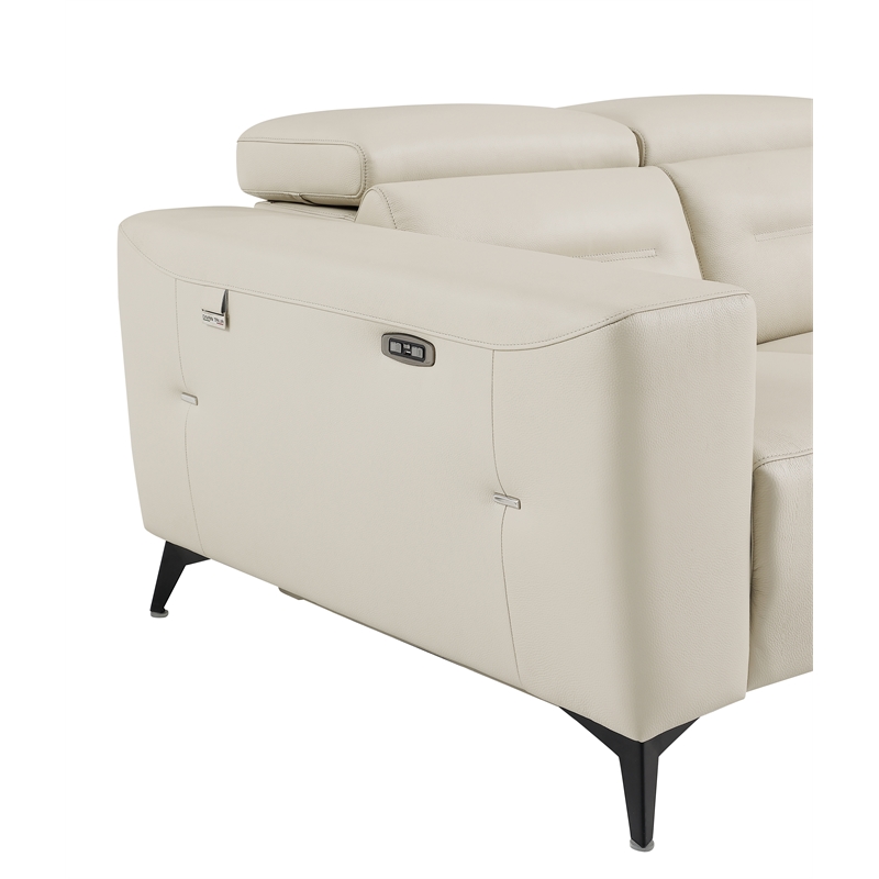 Titan Furnishings Italian Leather Loveseat with Power Recliner in Beige