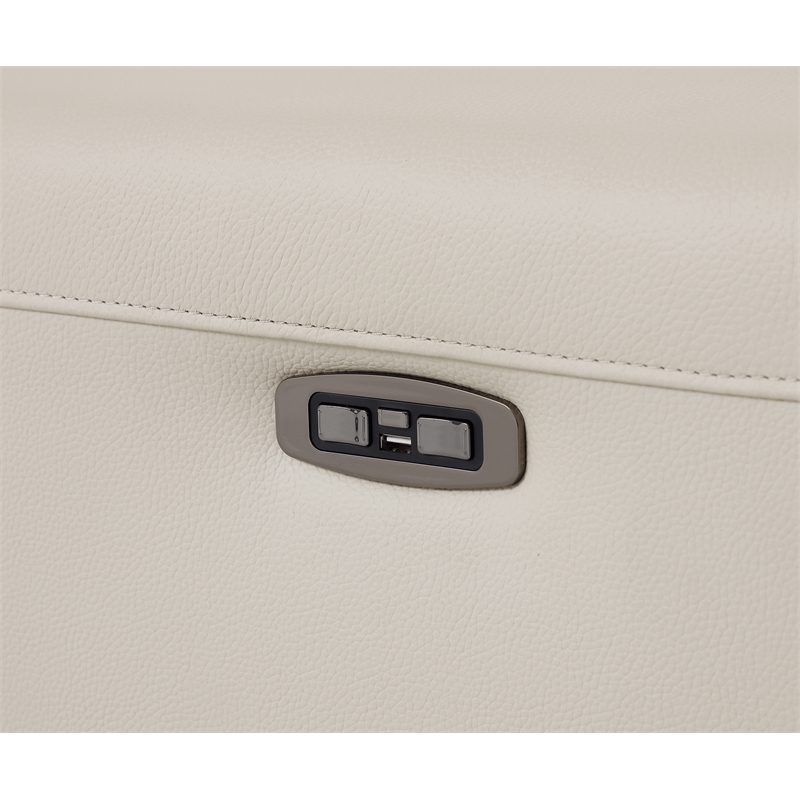 Titan Furnishings Italian Leather Loveseat with Power Recliner in Beige